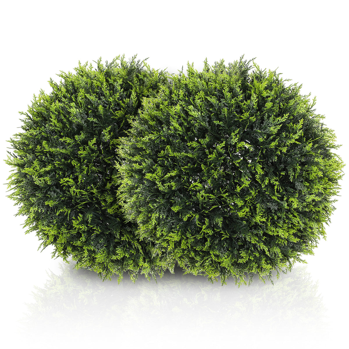 Set of 2 Artificial Plant Topiary Balls, UV-Protected Fake Decorative Plants, Faux Home Indoor Outdoor Decor, 45cm, Green