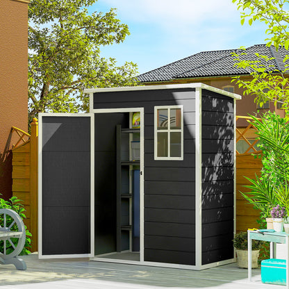 5' x 3' Garden Shed with Floor, Outdoor Storage Shed with Lockable Door, Window and Vent