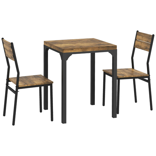 Three-Piece Minimal and Compact Dining Set, Rustic Brown
