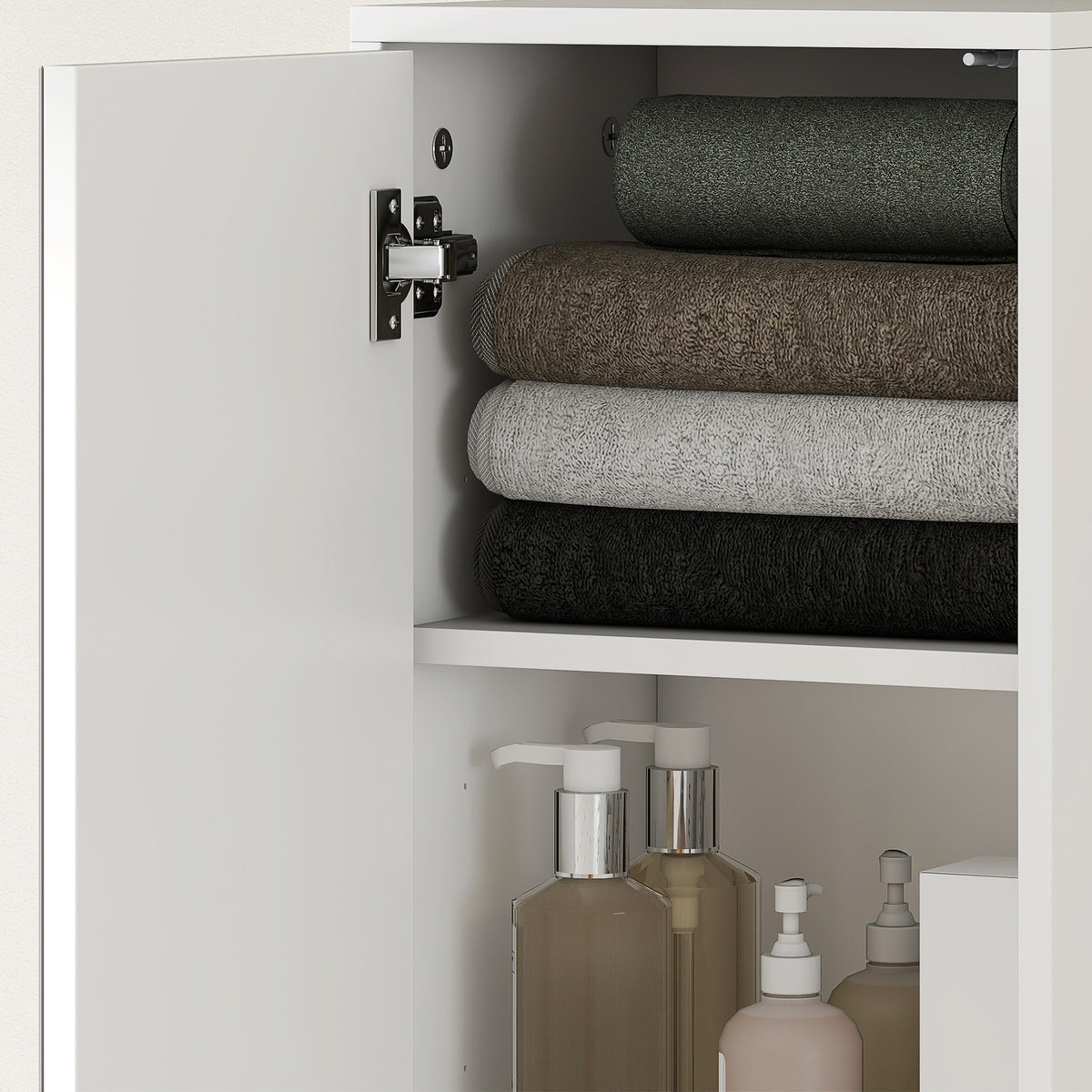 Tall Bathroom Cabinet with Mirror and Adjustable Shelf