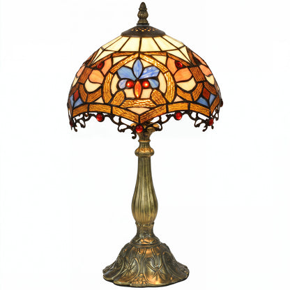 Tiffany Lamp, Stained Glass Table Lamp, Handcrafted Artisan Collectible, Suitable for Living Room and Bedside, Multi-Coloured, Ф25 x 45Hcm, Zinc Alloy.