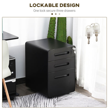 Lockable File Cabinet with 3 Drawers, Vertical Office Drawer for A4, Letter, Legal Size, Anti-tilt Design, Pre-Assembled Body