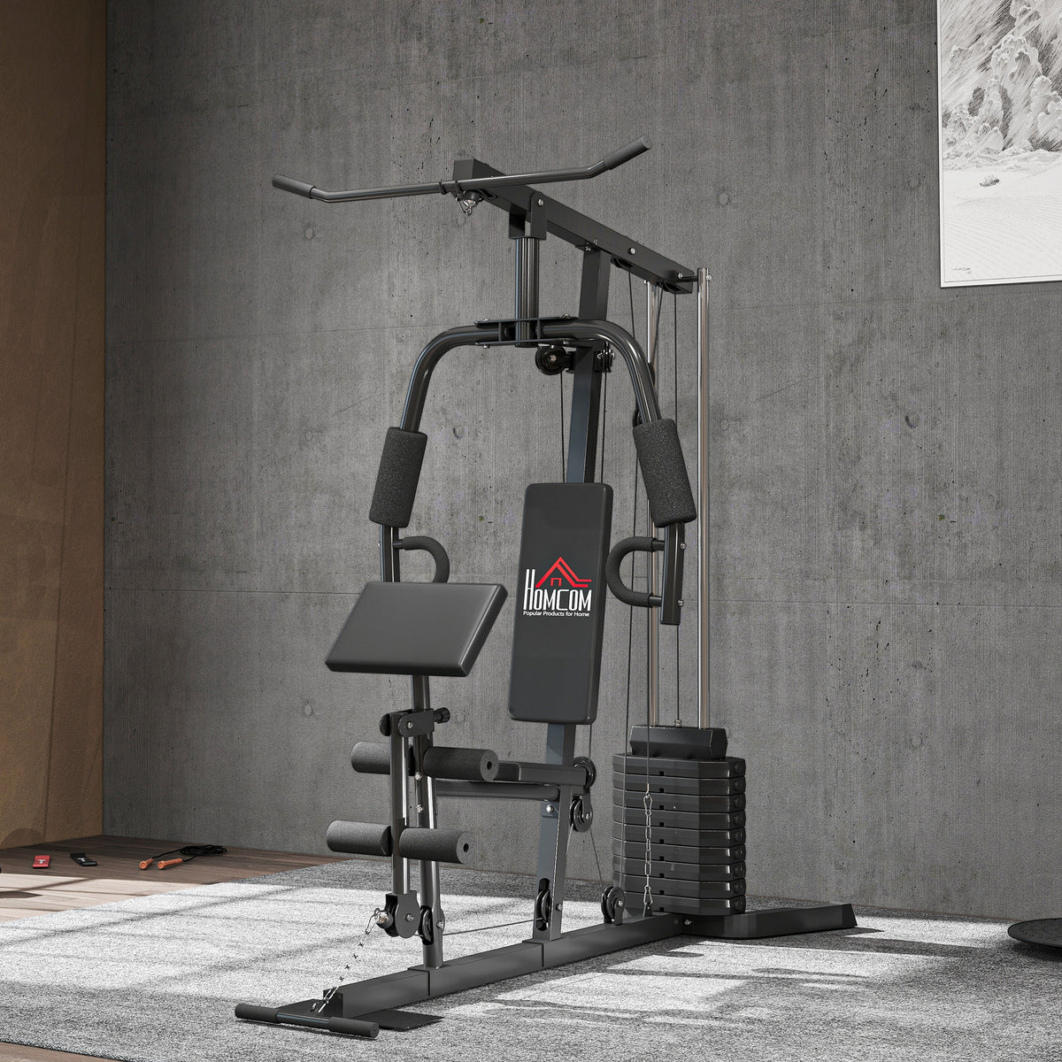 Multi-Exercise Gym Station, with 45kg Weight Stack, for Full Body Workout