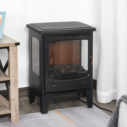 900W/1800W Freestanding Electric Fireplace Room Heater w/ Adjustable Artificial Flame 3-Sided Tempered Glass Panels Safe Home Warmth Retro Faux Fire