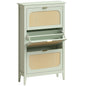 Narrow Shoe Cabinet, Boho Slim Shoe Storage Cabinet with 3 Flip Drawers, Holds 21 Pairs, Light Green