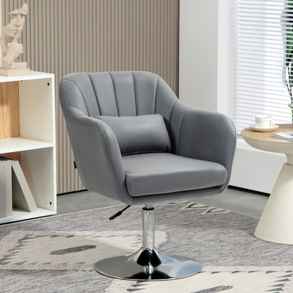 Swivel Accent Chair, Microfiber Cloth Tub Vanity Chair, Modern Armchair with Adjustable Height and Lumbar Support for Living Room Bedroom Salon Make up Room Dressing Table, Dark Grey