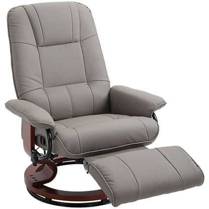 Reclining Swivel Chair, with Footrest - Grey
