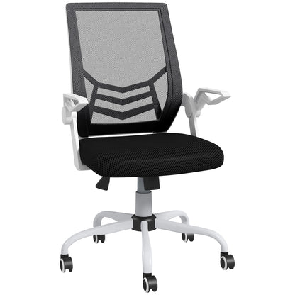 Mesh Office Chair, Computer Desk Chair with Flip-up Armrests, Lumbar Back Support and Swivel Wheels