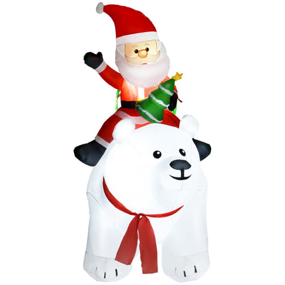 6.6ft Inflatable Santa Riding Polar Bear Decoration