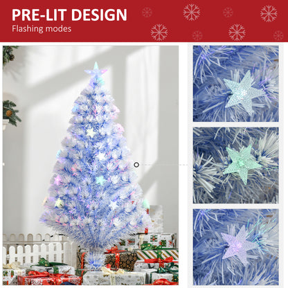 4FT Artificial Fibre Optic Christmas Tree Seasonal Decoration w/ LED Lights Pre-Lit Easy Store White Blue