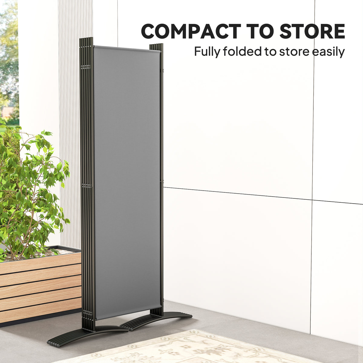 6 Panel Folding Room Divider, 1.7m Privacy Screen with Wide Feet, Portable Freestanding Metal Partition Separator for Office, Living Room, Bedroom, Dining Room, Dark Grey