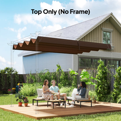 Pergola Cover Roof, 2.86 x 2.45 m Retractable Sun Shade Top for 3 x 2m Pergola Frame, UV30+ Protected