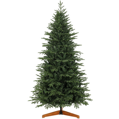 7ft Artificial Christmas Tree Full Hinged Xmas Tree Solid Pine Wood Stand, Green