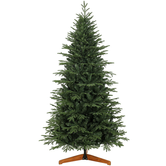 7ft Artificial Christmas Tree Full Hinged Xmas Tree Solid Pine Wood Stand, Green