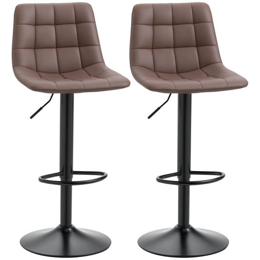 Adjustable Bar Stools Set of 2, Swivel PU Leather Upholstered Barstools with Tufted Seat and Back, Breakfast Bar Chairs for Kitchen Counter