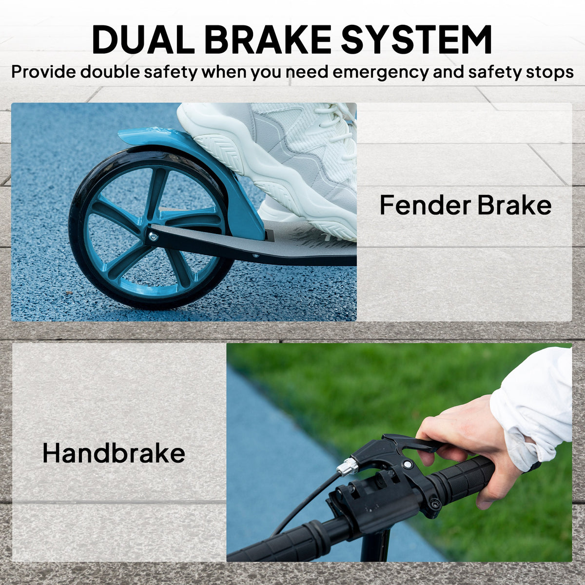 One-click Folding Kick Scooter for 14+ w/ Adjustable Handlebar, Push Scooter with Kickstand, Dual Brake System
