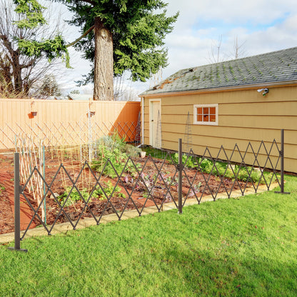 Expanding Trellis Fence Freestanding Movable Fence Foldable Garden Screen Panel Aluminium, 405cm x 103.5cm, Dark Brown