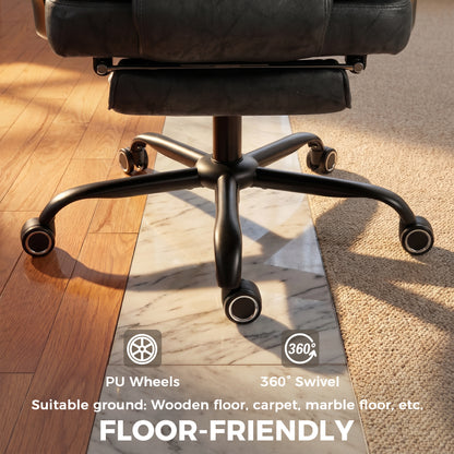 Executive Office Chair, Leathaire Big and Tall Office Chair 180 kg with Wide Seat, Reclining, Lumbar Support
