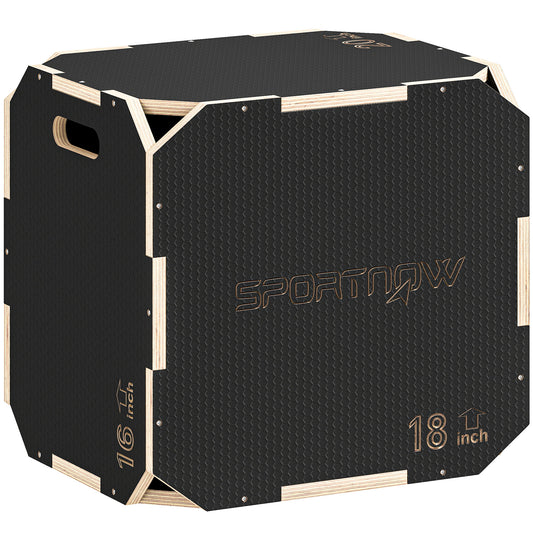 Non-Slip Plyo Box, Corner-free Wooden Jump Box, 20"x18.9 x16.1"