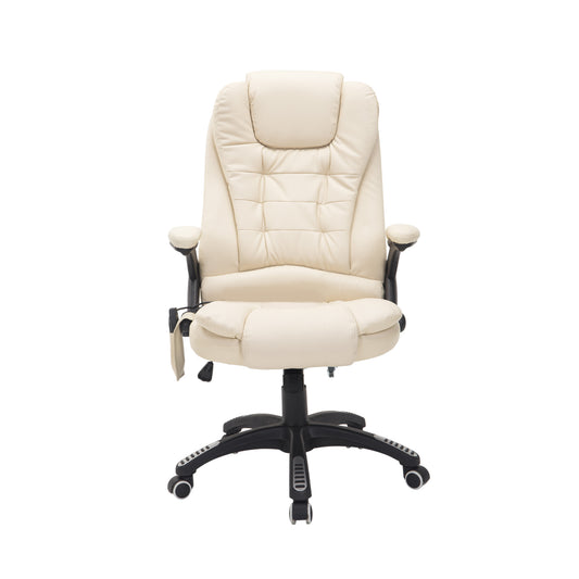 6-Point Massage Office Chair with Seat Heated for Home Office, PU Leather High Back Executive Desk Chair with Adjustable Height and 360° Swivel for Work Study