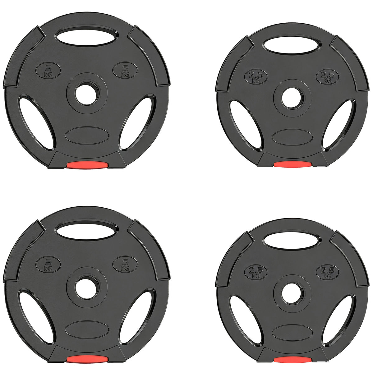 Weight Plates Set, with Two 5kg and Two 2.5kg weights, Black