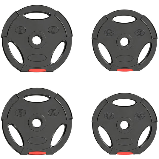 Weight Plates Set, with Two 5kg and Two 2.5kg weights, Black