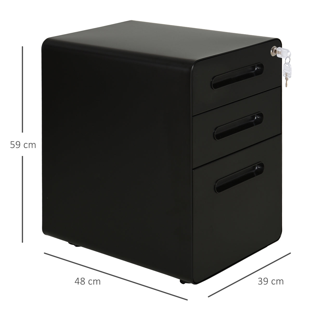 Lockable File Cabinet with 3 Drawers, Vertical Office Drawer for A4, Letter, Legal Size, Anti-tilt Design, Pre-Assembled Body