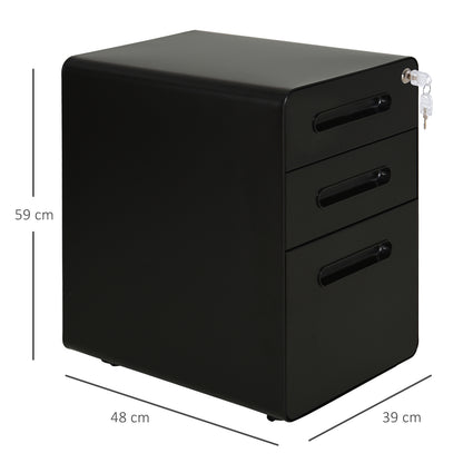 Lockable File Cabinet with 3 Drawers, Vertical Office Drawer for A4, Letter, Legal Size, Anti-tilt Design, Pre-Assembled Body