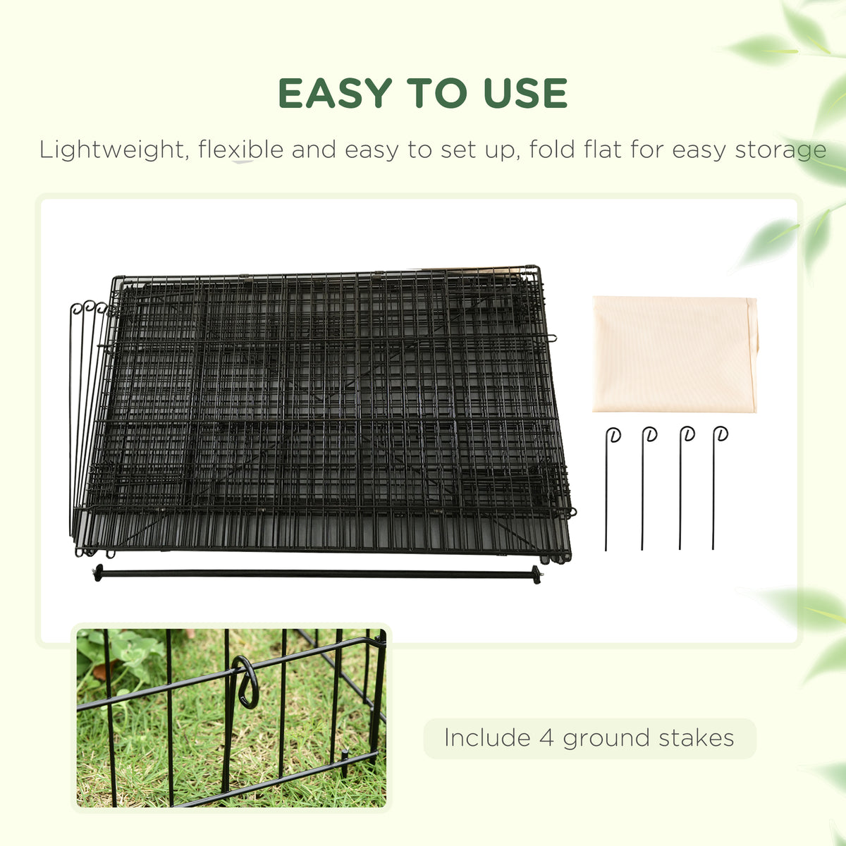 Metal Rabbit Run Playpen, Guinea Pig Cage, 220 x 103 x 103cm, Beige