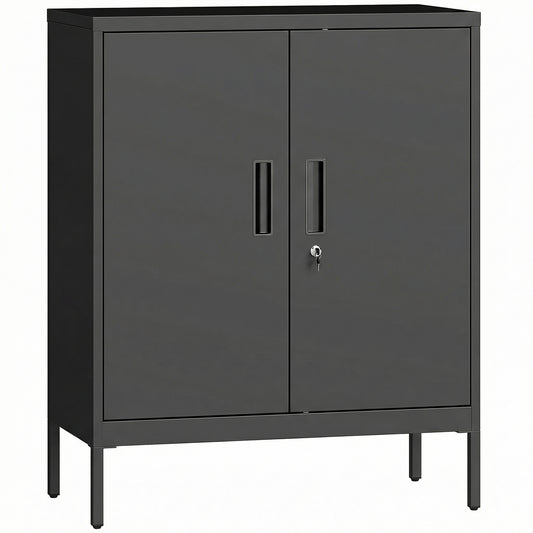 Metal Storage Cabinet with Lock and Adjustable Shelves