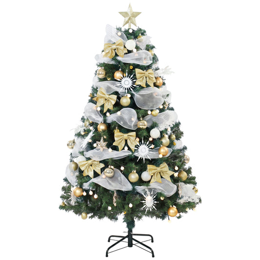 5ft Pre-Lit Christmas Tree with 150 LED Lights, Artificial Xmas Tree with 8 Lighting Modes, 450 Tips, Remote, Green