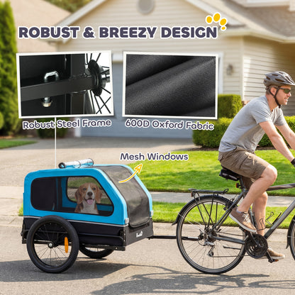 Dog Bike Trailer with Flip-Down Ramp Tailgate, Quick Release Frame, Universal Bicycle Coupler, Reflectors