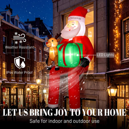 9.3ft Giant Christmas Inflatable Hanging Santa Claus Sitting w/ Reindeer, Gift Box