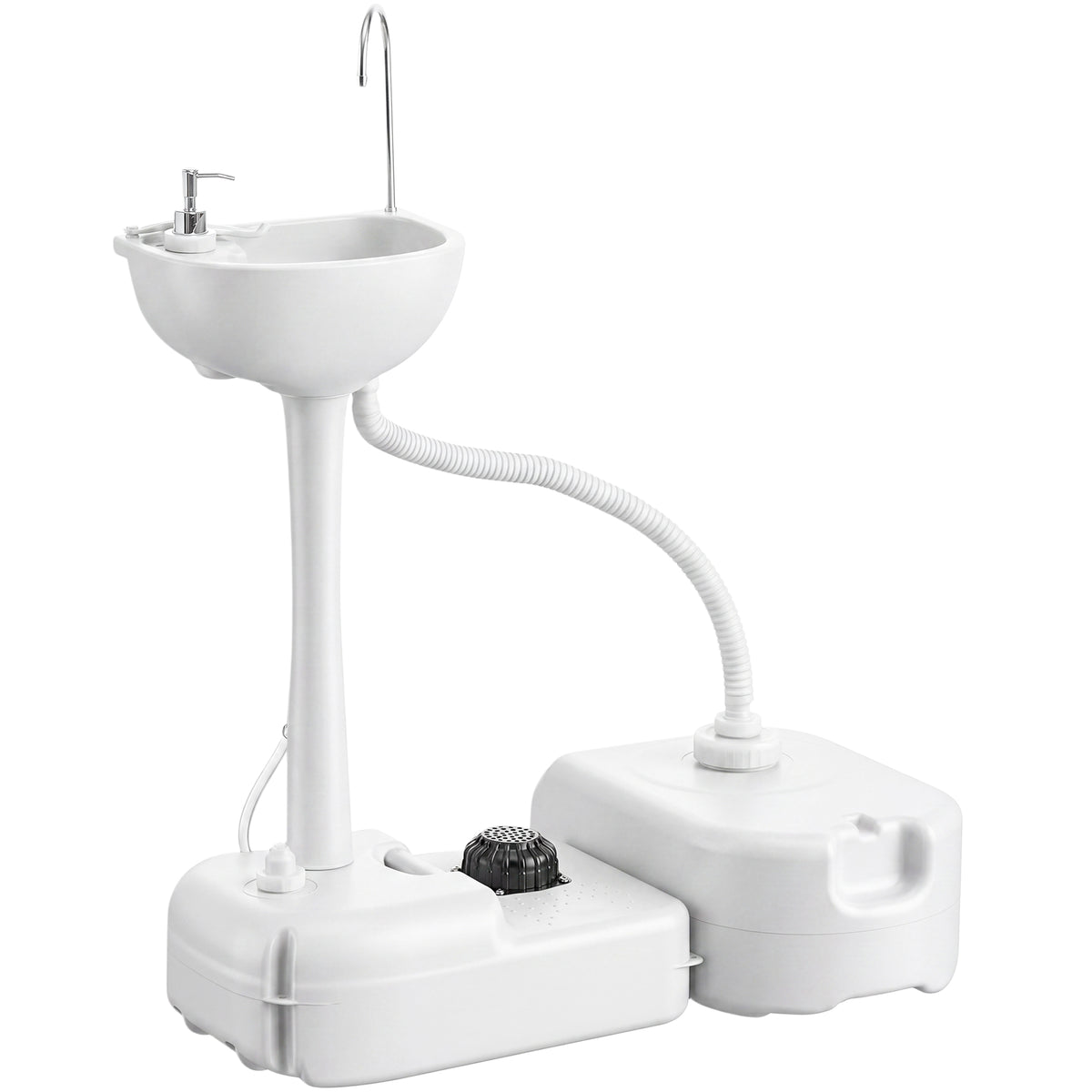 Portable Camping Sink with Running Water and Wastewater Tank, Hand Wash Basin with Rolling Wheels, Foot Pump, Soap Dispenser for Outdoor Events, Gatherings, Picnic