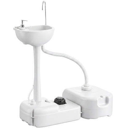 Portable Camping Sink with Running Water and Wastewater Tank, Hand Wash Basin with Rolling Wheels, Foot Pump, Soap Dispenser for Outdoor Events, Gatherings, Picnic
