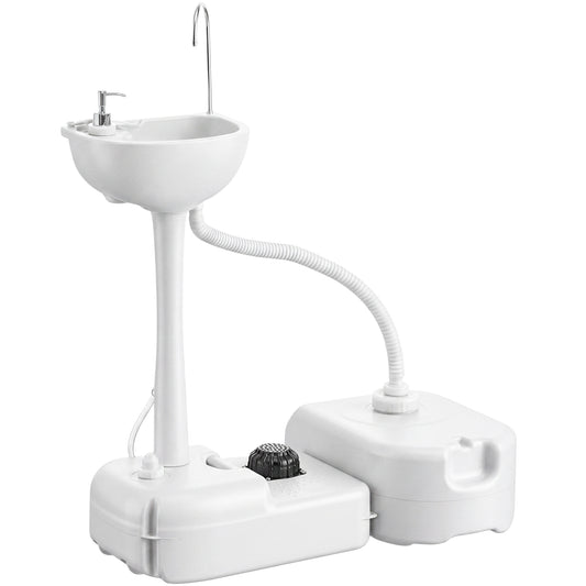 Portable Camping Sink with Running Water and Wastewater Tank, Hand Wash Basin with Rolling Wheels, Foot Pump, Soap Dispenser for Outdoor Events, Gatherings, Picnic
