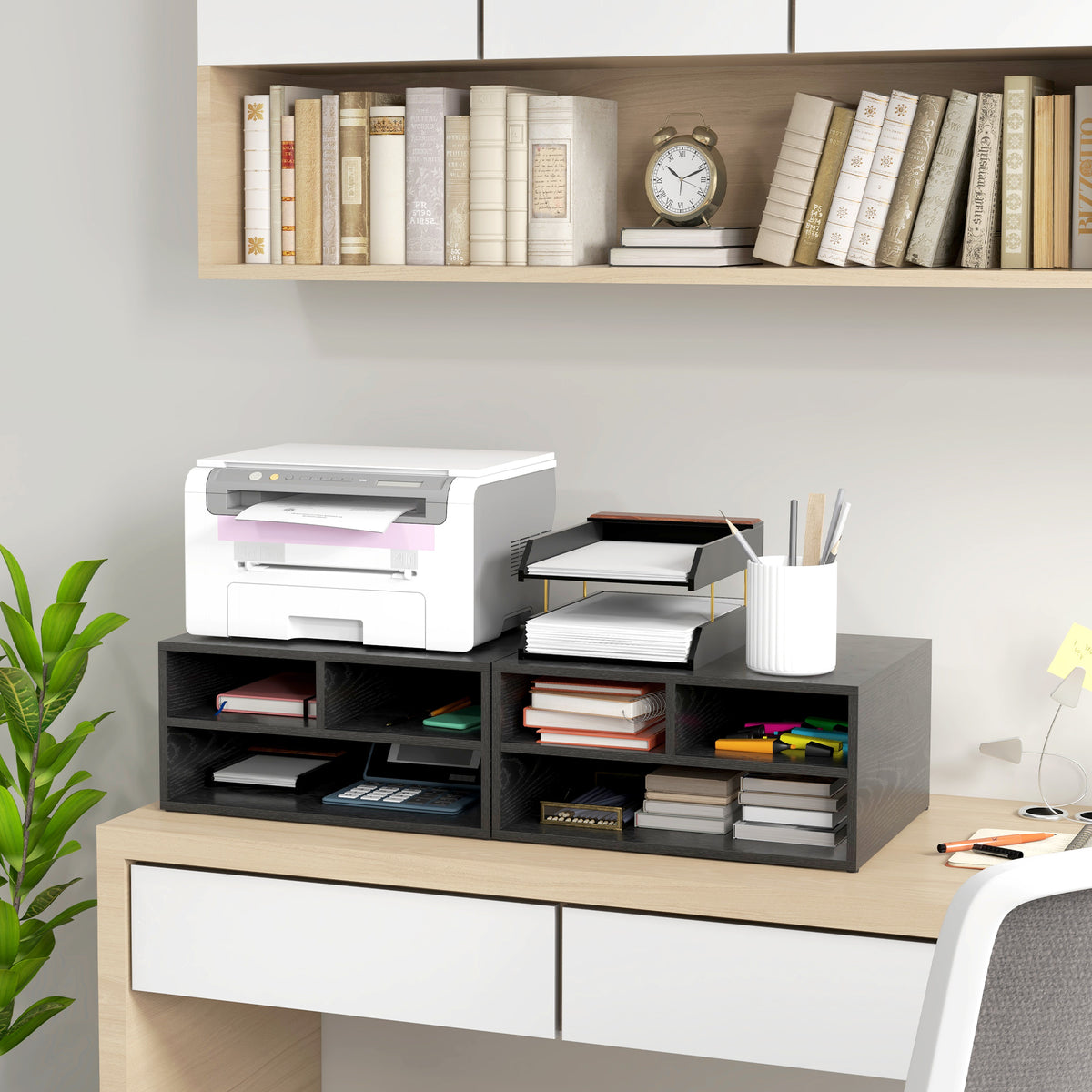 Three-Compartment Printer Storage Cabinet