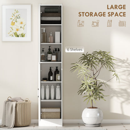 Tall Bathroom Cabinet with Mirror and Adjustable Shelf