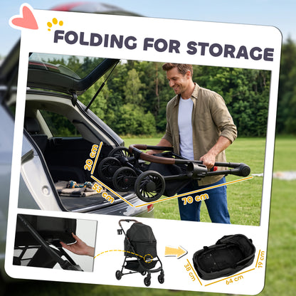 Dog Stroller, 3 in 1 Foldable Pet Stroller for Small Puppy Cat with Detachable Travel Carrier, Storage Basket