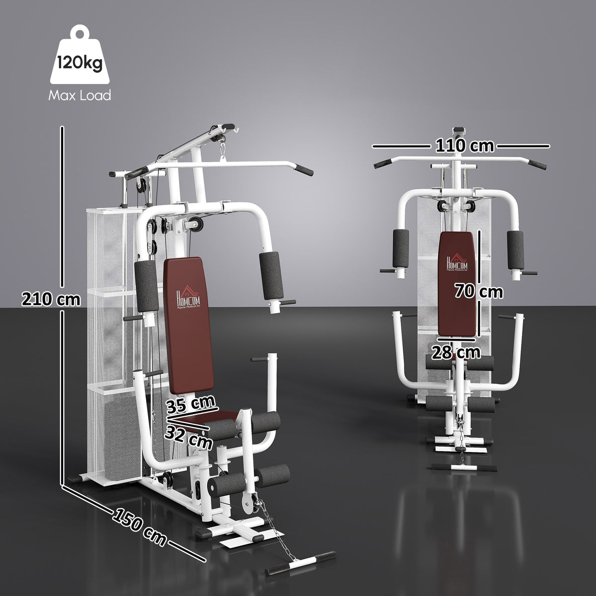 Home Multi Gym Large Multifunction Sturdy Strength Training Machine for Home Workout, White