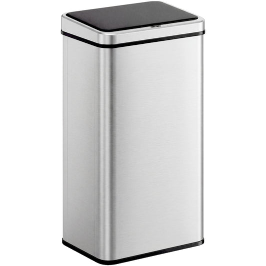 50L Sensor Bin with Soft-Close Lid, Stainless Steel Automatic Touchless Motion Sensor Kitchen Bin, Silver Tone