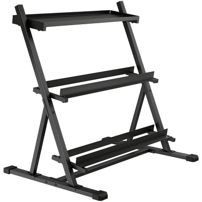 3-Tier Adjustable Dumbbell Rack, Heavy-Duty Weight Rack for Dumbbells, Kettlebells and Multiple Balls, Space-Saving Weight Storage Stand for Home Gym, 200 KG Capacity