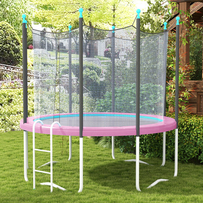 8FT Trampoline Spring Cover, Plastic Trampoline Pad Replacement with Elastic Cord, Waterproof, UV Resistant and Tear-Resistant, No Holes for Pole, Pink