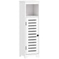 Bathroom Floor Cabinet, Bathroom Storage Unit with Louvered Door, Open Shelf, Adjustable Shelf, White, 22 x 20 x 75 cm