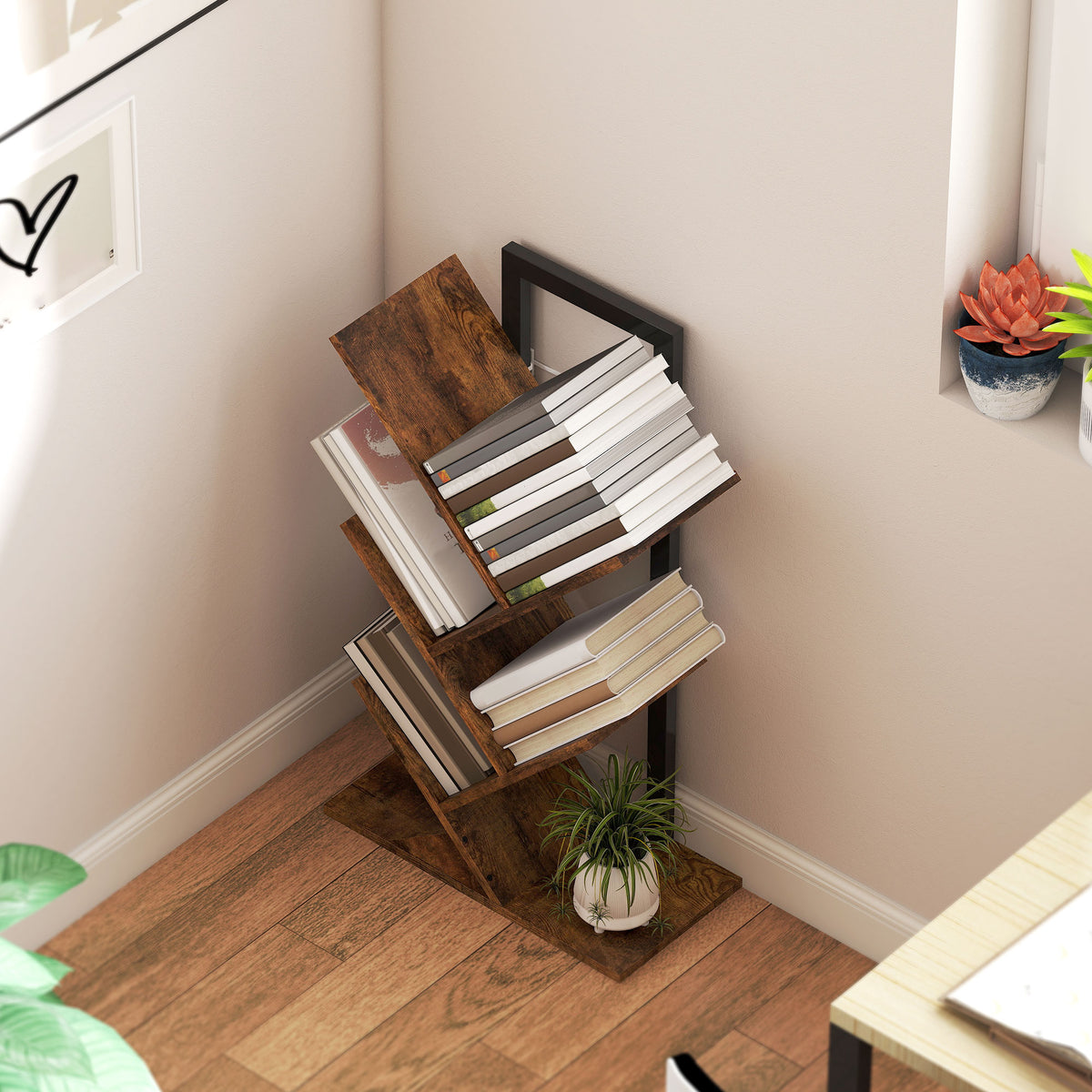 Four-Section Tree Bookcase - Wood-Effect