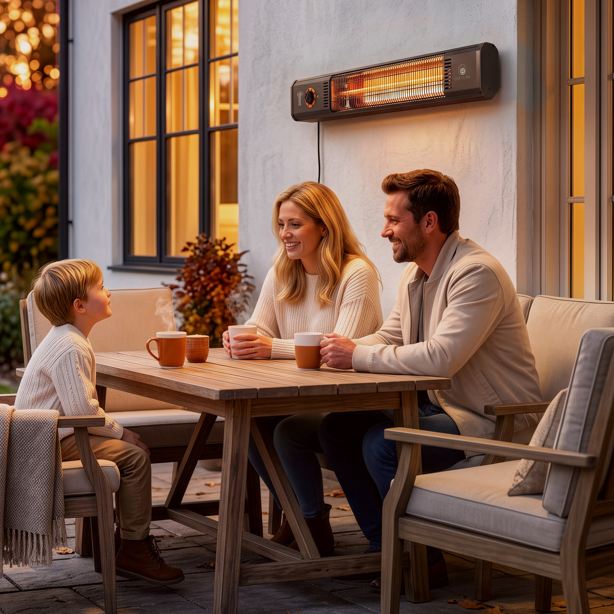 2000 W Electric Infrared Patio Heater with Cover, Free Standing/Wall Mounted IP65 Outdoor Garden Heater, Black