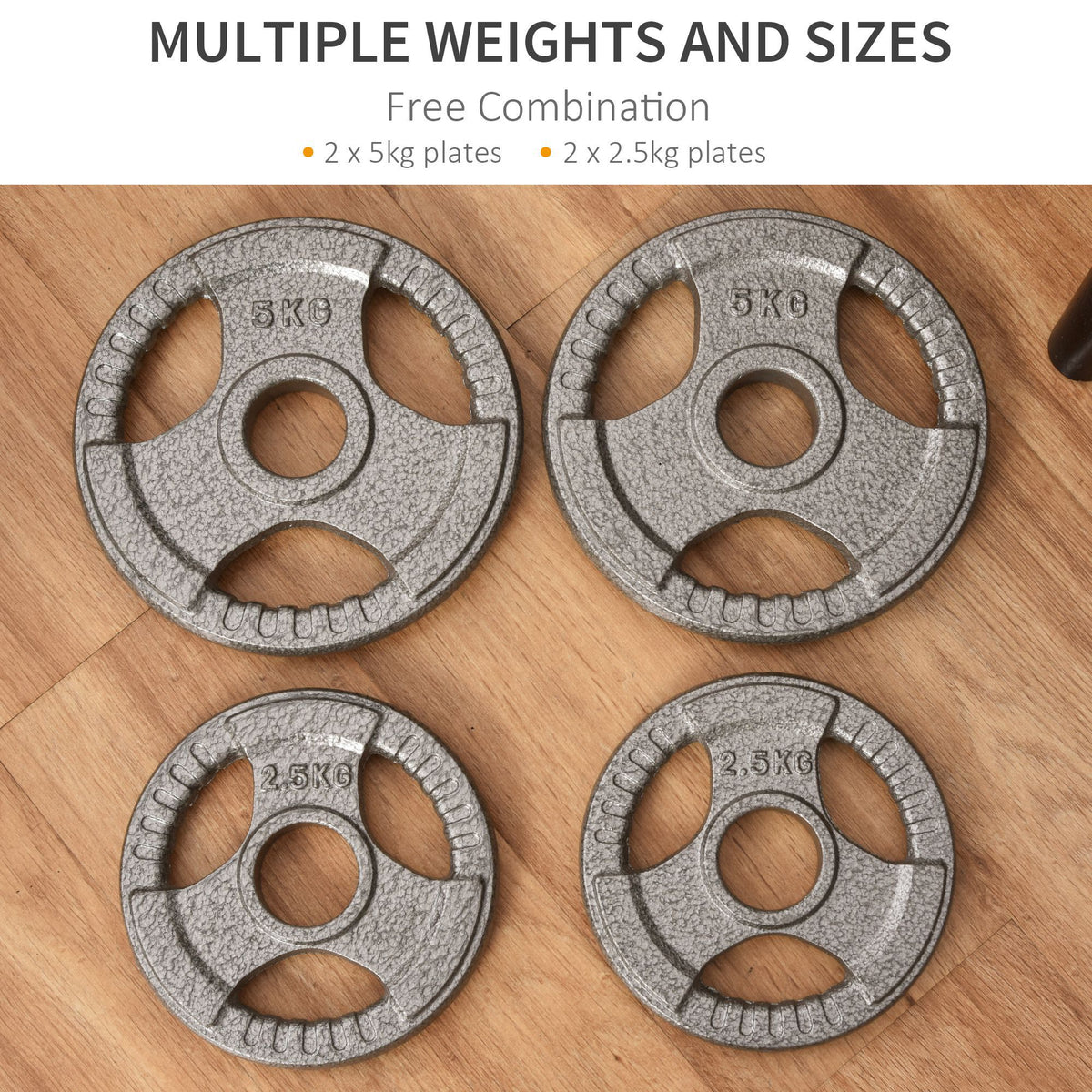 Set of 4 Cast Iron Weight Plate for 2 inch/5cm hole Dumbbell Handle Bar 15kg Dumbbell Plates Barbell Weight 2 x 5kg, 2 x 2.5kg