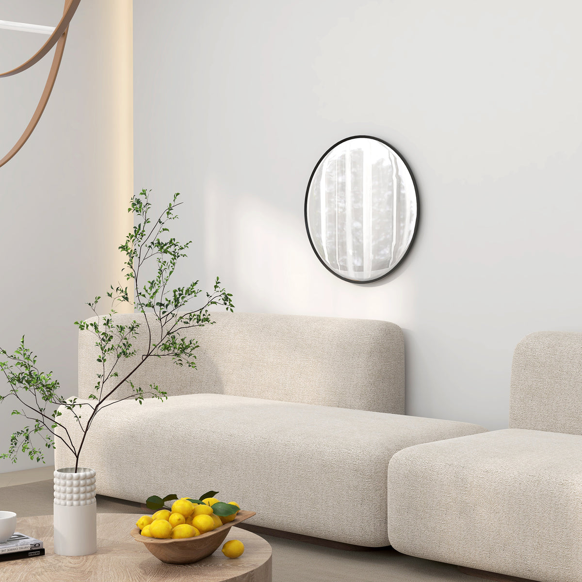 61cm Decorative Wall Mirror for Bedroom Living Room, Modern Round Bathroom Mirror for Home Decor