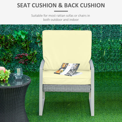 2-Piece Garden Seat and Back Cushion Set, Replacement Cushions for Outdoor Furniture with Seat Cushion and Back Cushion, Cream White