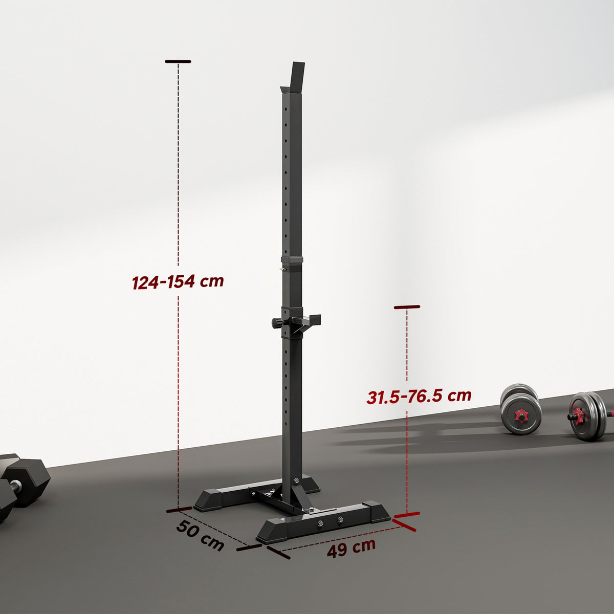 Adjustable Squat Rack, Weight Strength Training Bench Press Rack Weight Bench Supporter for Home Gym Exercise, Max Load 150kg, 124-154cm